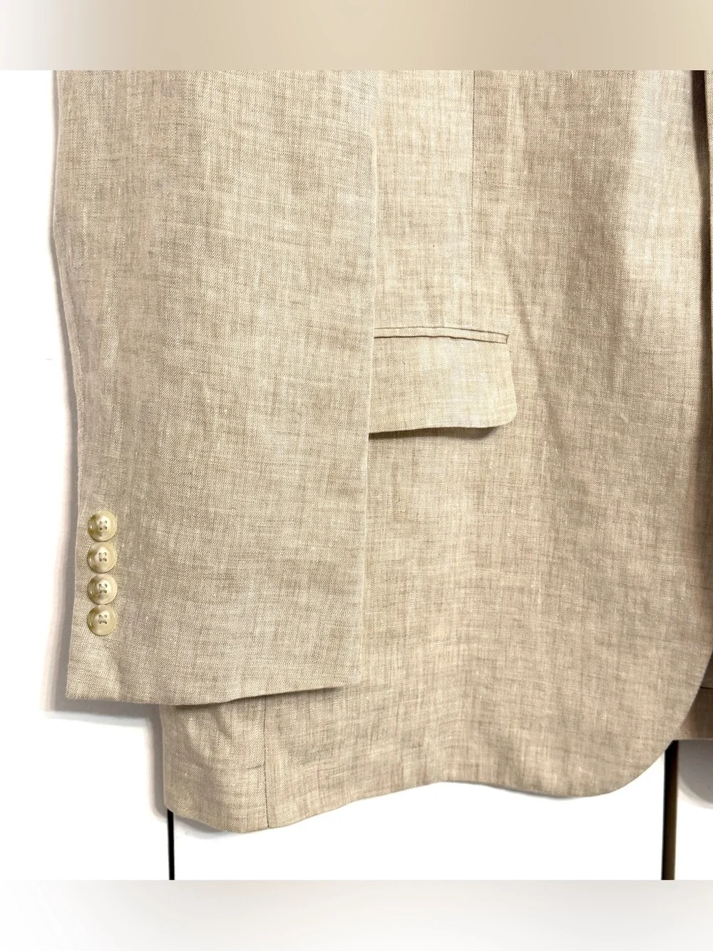 Haspel 100% Linen Sport Coat Blazer Tan Beige 44L Classic 3 Button